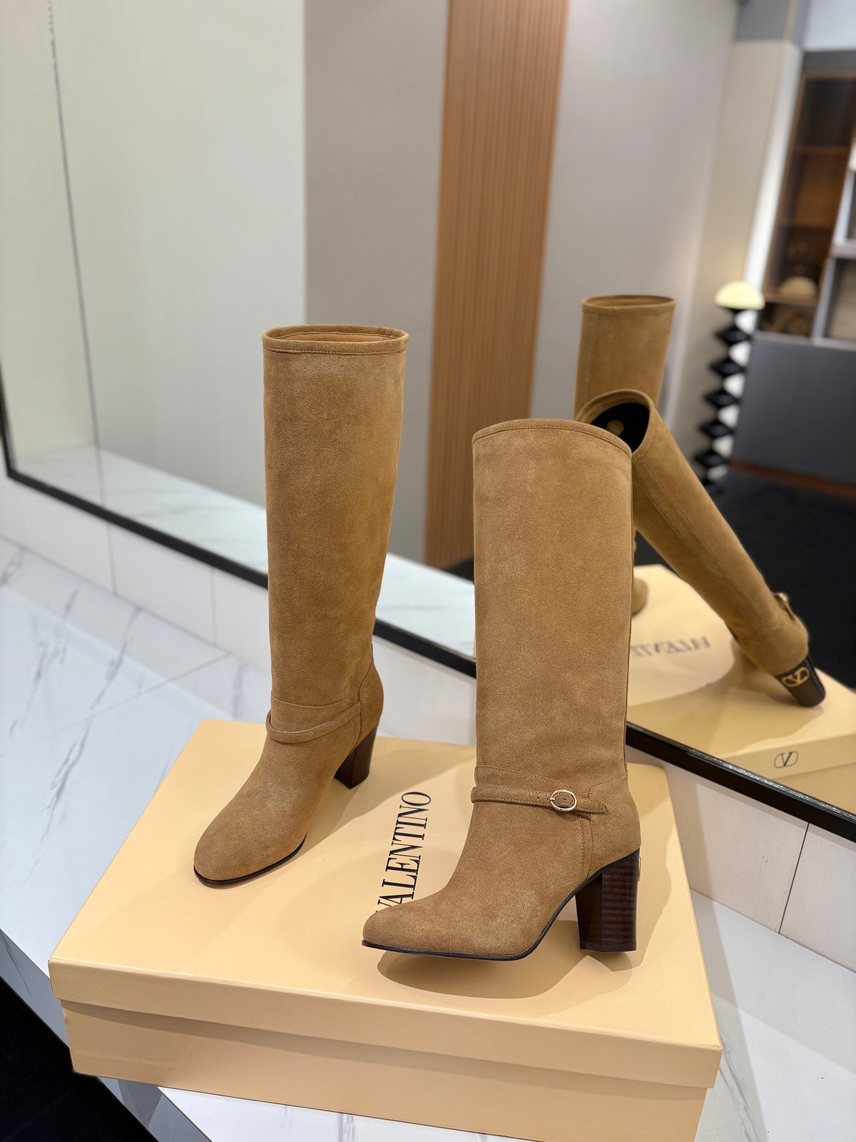 Valentino 2025 Pattie High Boot Tan Suede 560738