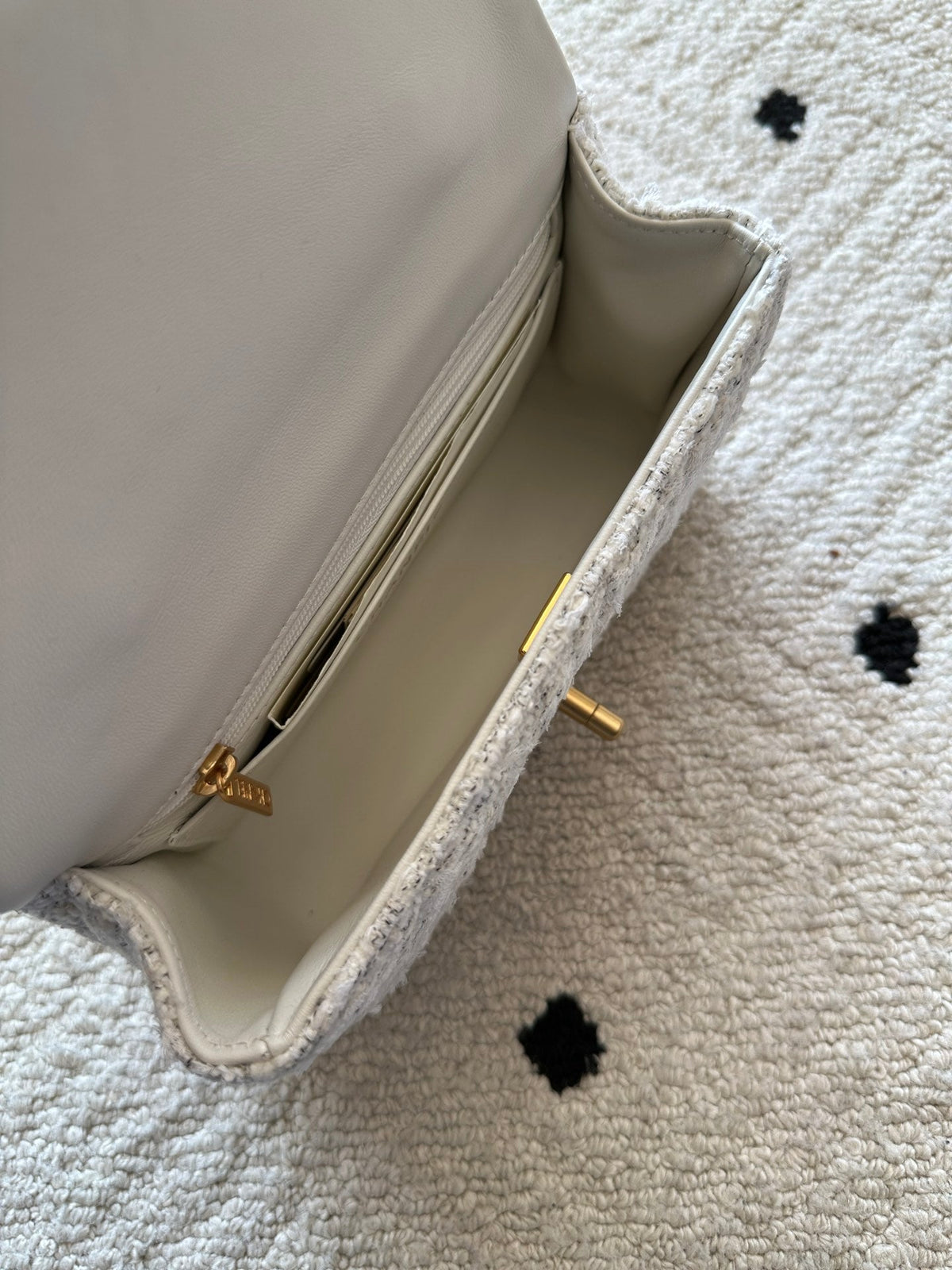 Chanel 2026 Flap Bag White Tweed Leather