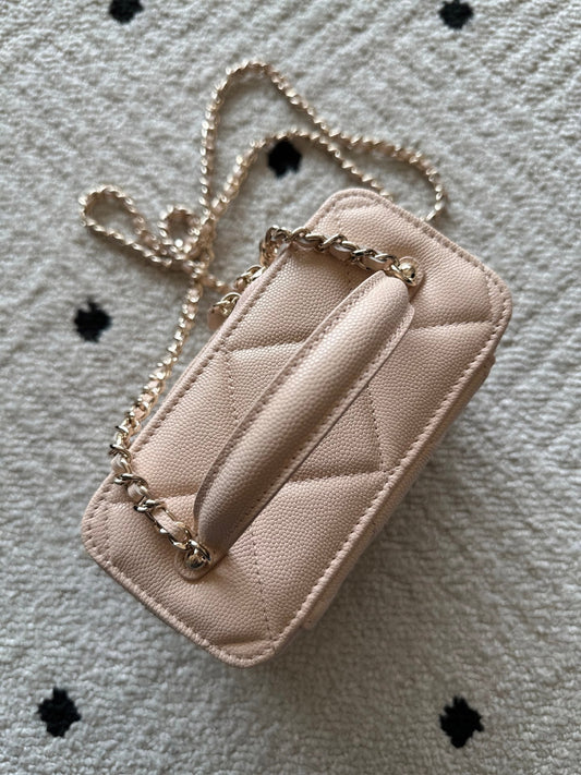 Chanel 2025 Vanity 17cm Bag Light Beige Caviar Leather 320296