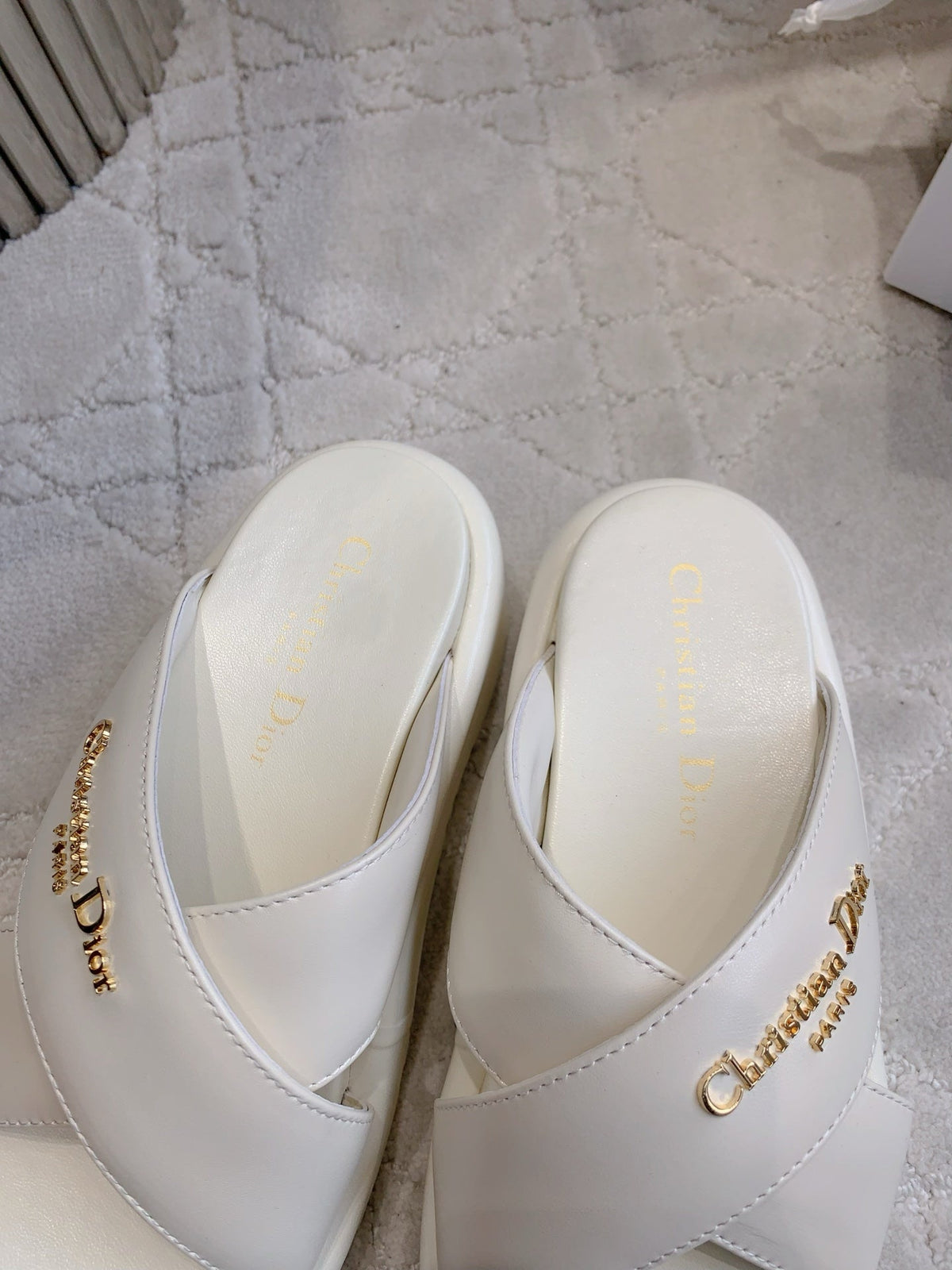 CD 26s Platform Sandals 65 White Lambskin 644288