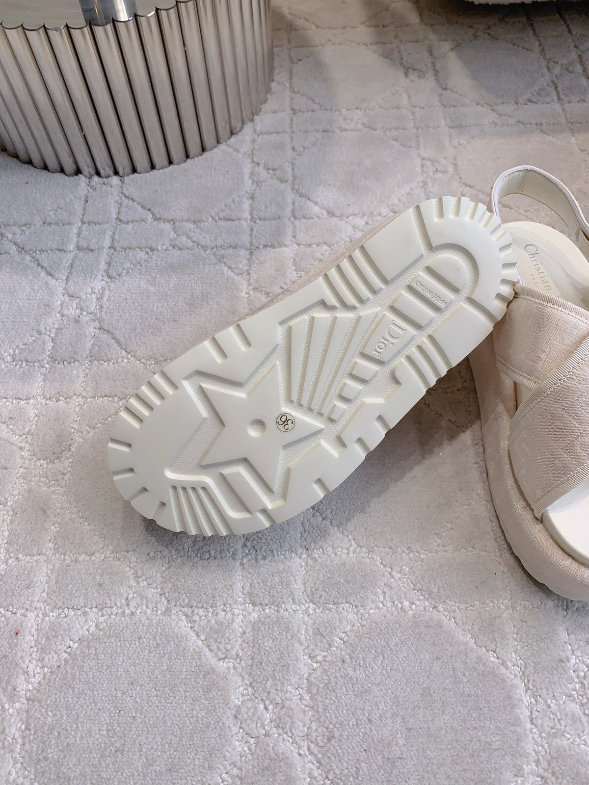 CD 26s Platform Sandals 65 Light Pink Canvas Lambskin 644287