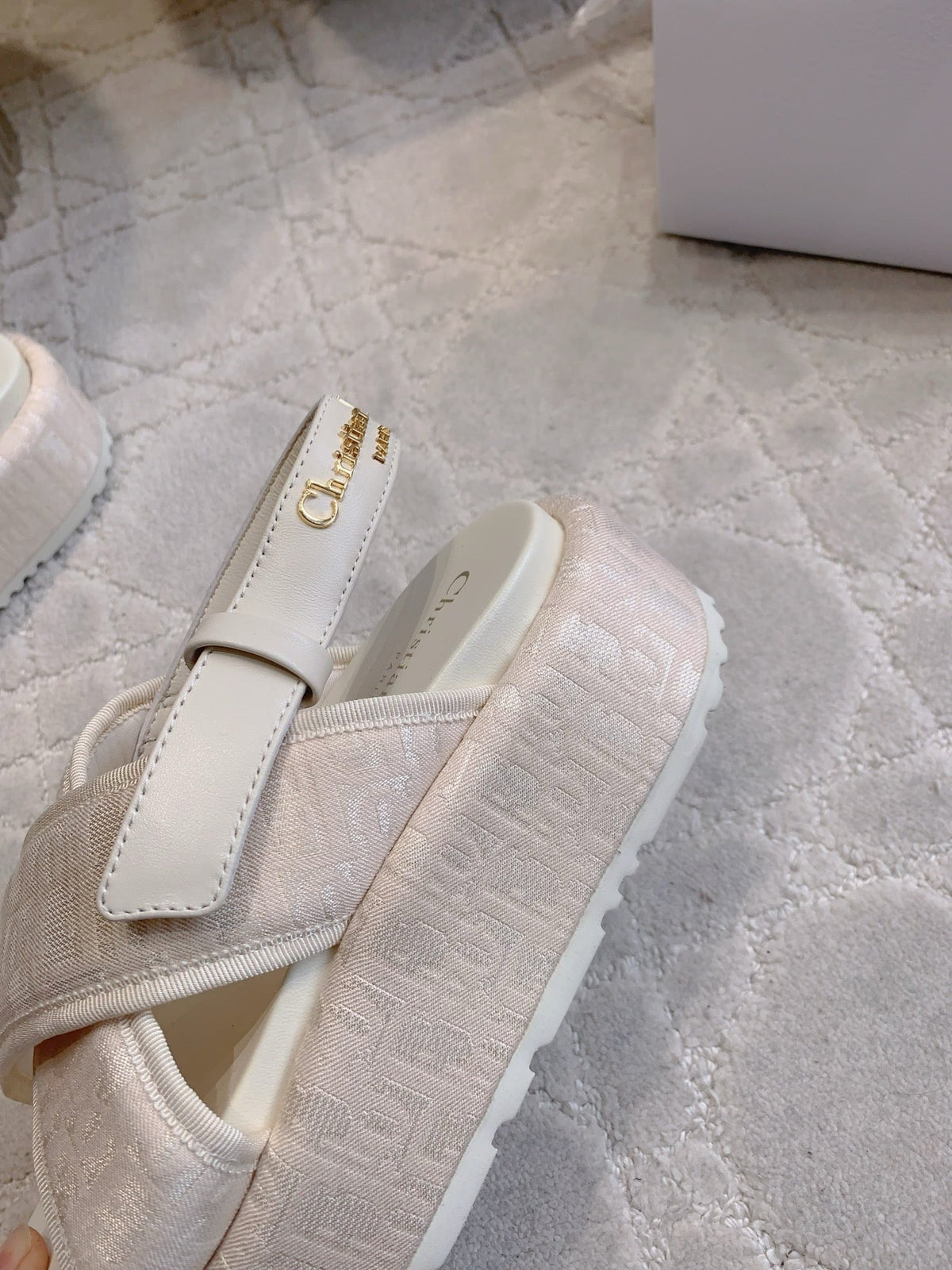 CD 26s Platform Sandals 65 Light Pink Canvas Lambskin 644287