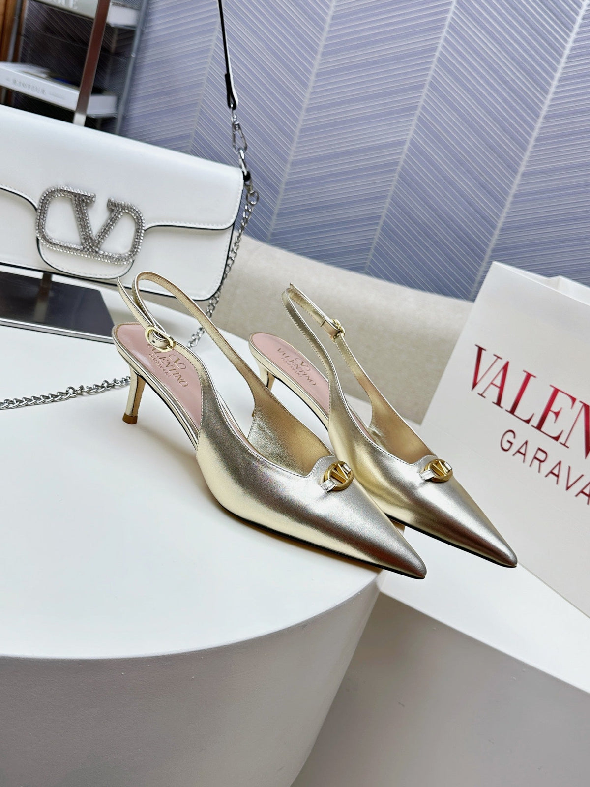 HIGH SLINGBACK 60MM IN GOLD CALFSKIN