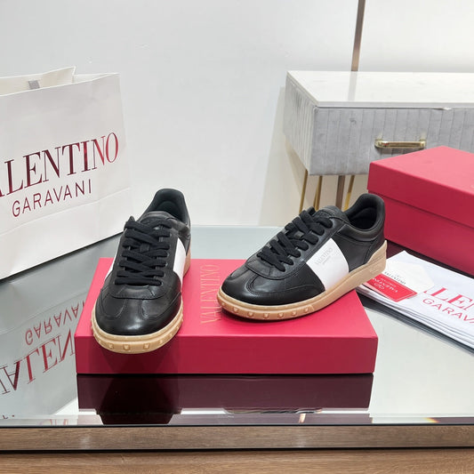 Valentino 25s Upvillage Sneakers In White Mix Black Lambskin