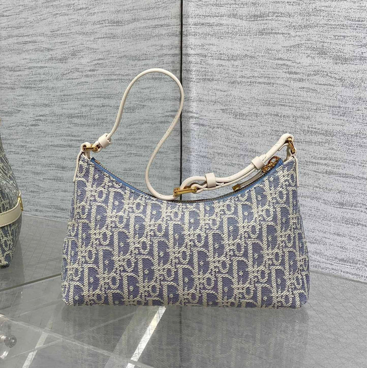 CD Miss Caro 24 blue raffia-effect fabric