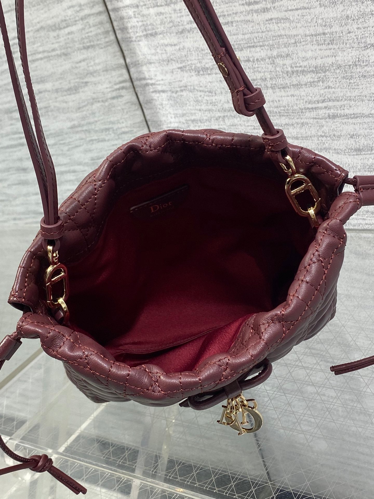 CD Adiorable Mini Bucket Bag Burgundy Lambskin 286633