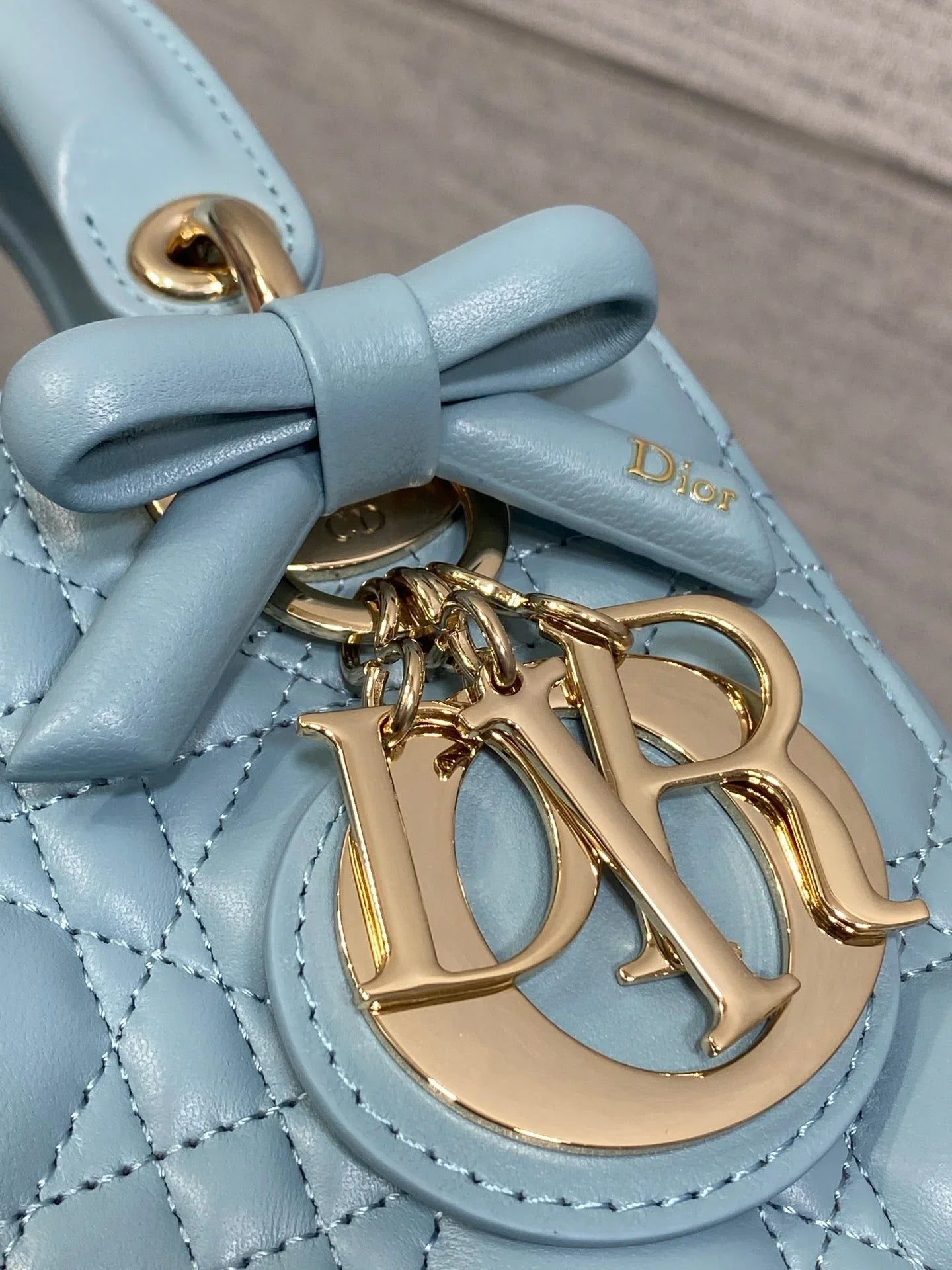 CD 2026 Bow Lady Dior Tourmaline Blue Cannage Lambskin 289166