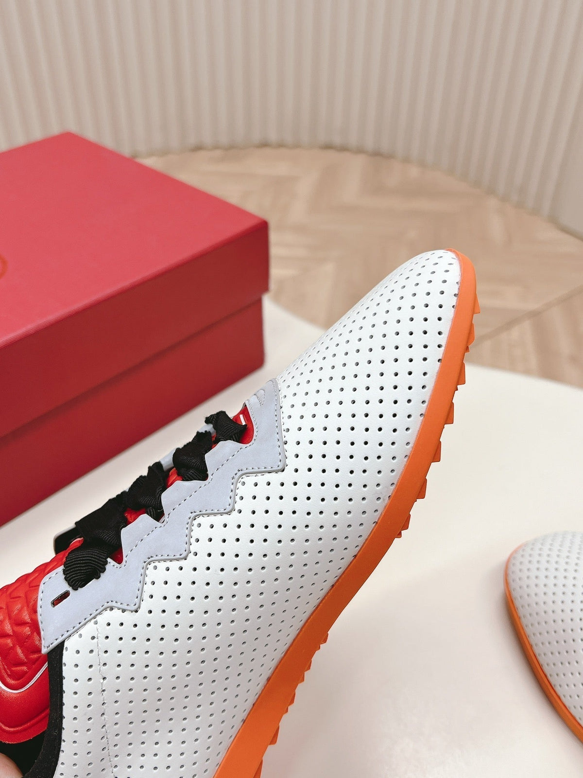 Chromathon Sneaker In White Perforated Lambskin 104153