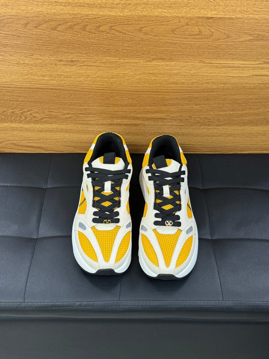 VT 26s Demivee Trainers White Yellow Mesh Suede 100798