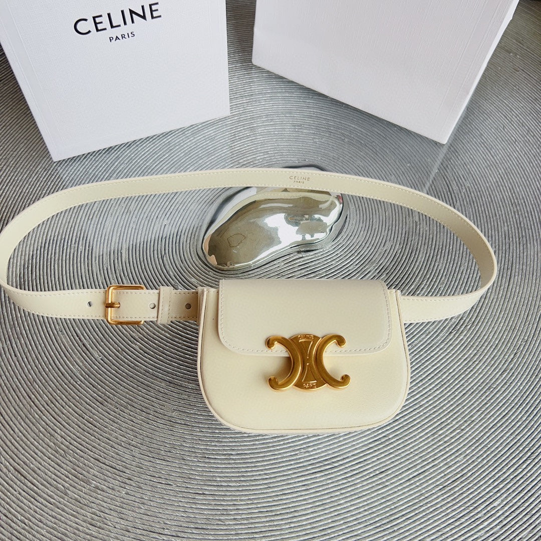 celin cream calfskin belt bag