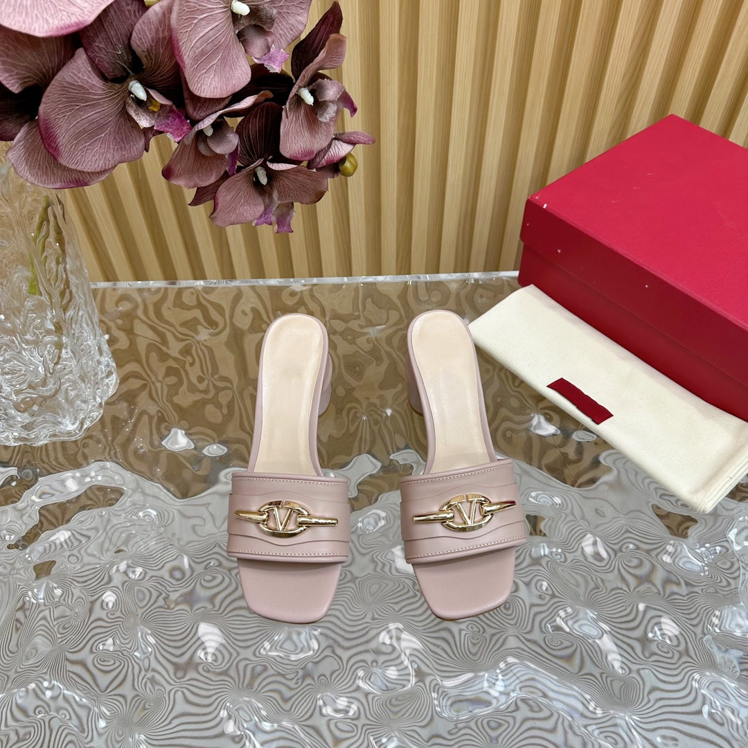 High Heel 70 Mule Sandal The Bold Edition Vlogo Square Toe Rose Cannelle