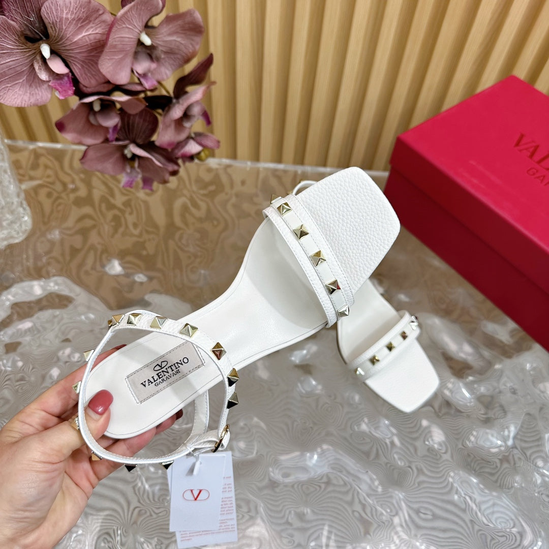 High Sandal 86mm In White Cowhide 102066