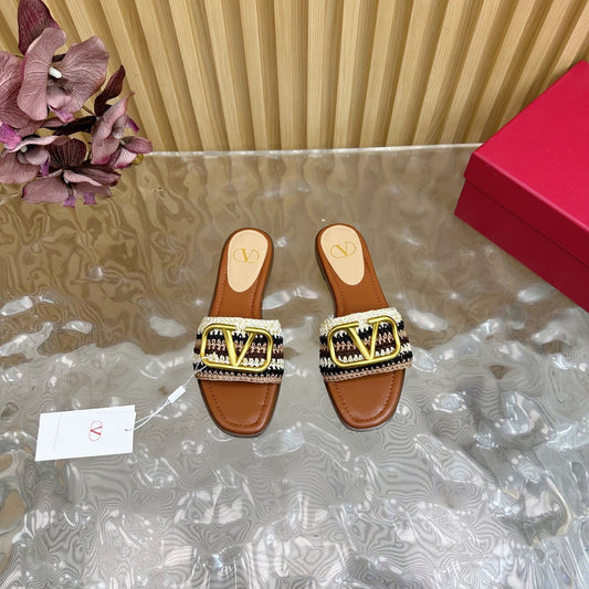 VT 25 Bohemian Slippers Brown Knitted Sheepskin 325189
