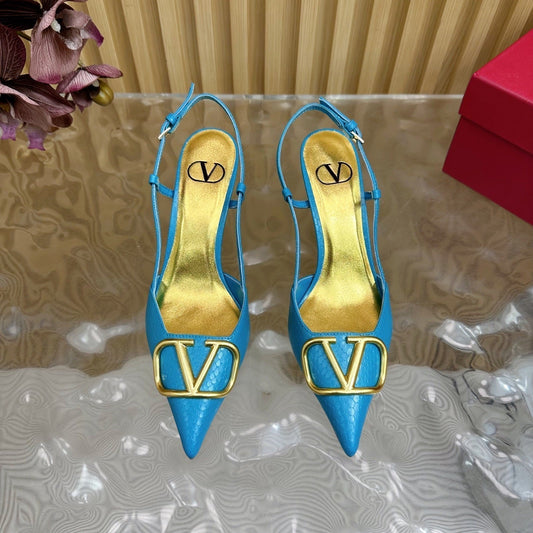 VT 25 Slingback Cerulean Blue Snakeskin Leather 325192