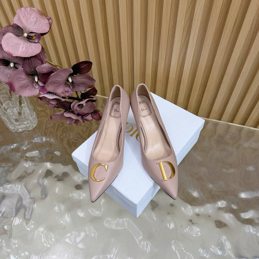 CD Buckle High-Heeled Elegant Shoes 85mm Dusty Rose Cowhide 537718