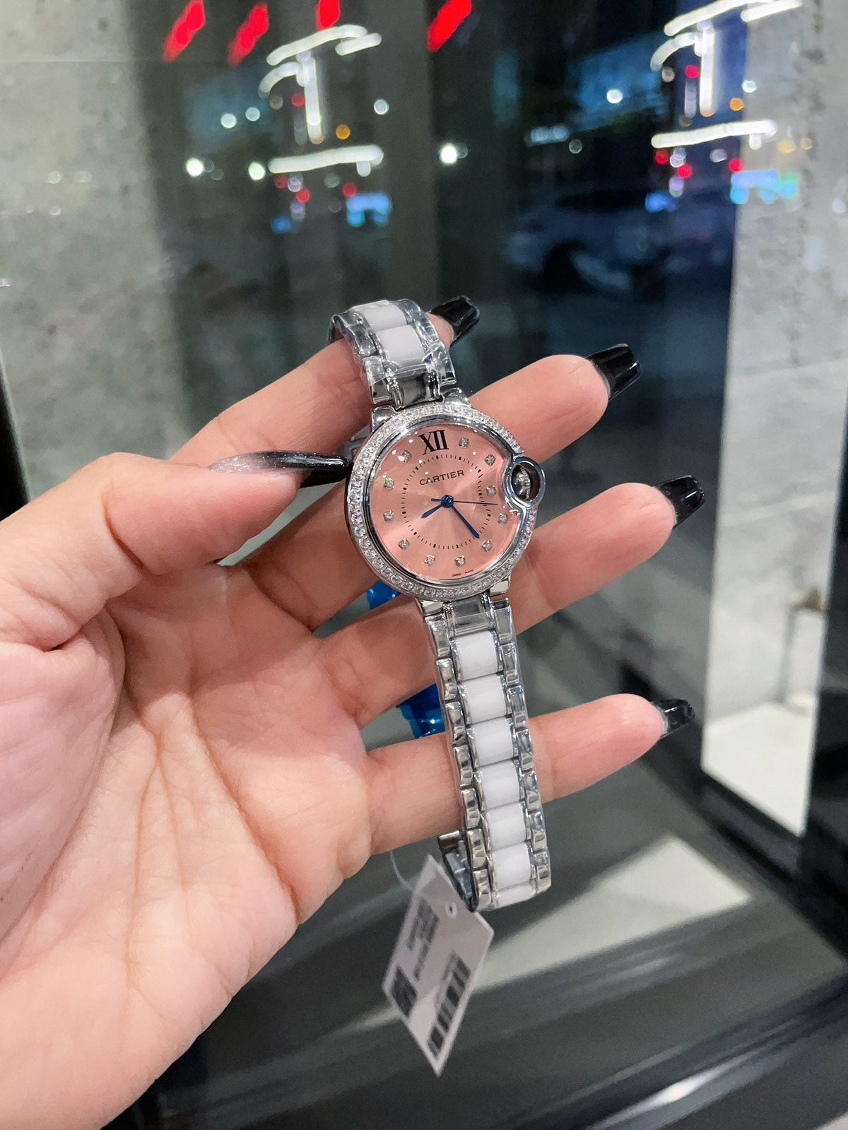 Cartier Men's Bleu Balloon 33mm Silver Pink Dial