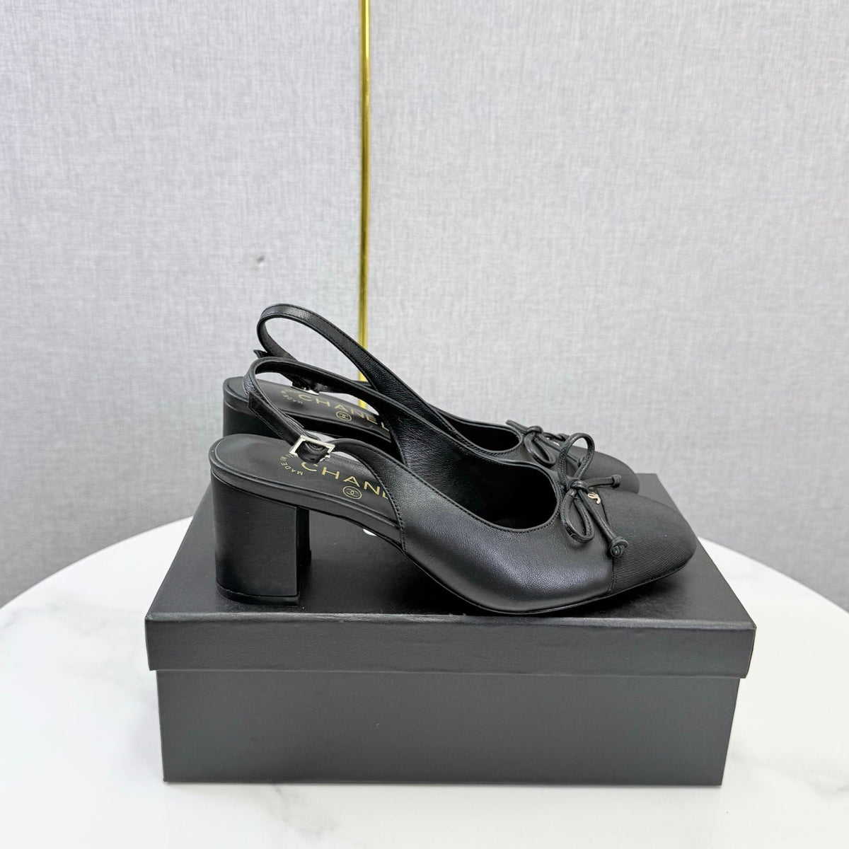 CC 26s Slingback Heels 45 Mm In Black Lambskin And Fabric