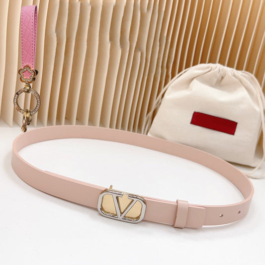 Silver Vlogo and Gold Hardware Buckle Pink Calfskin 20mm