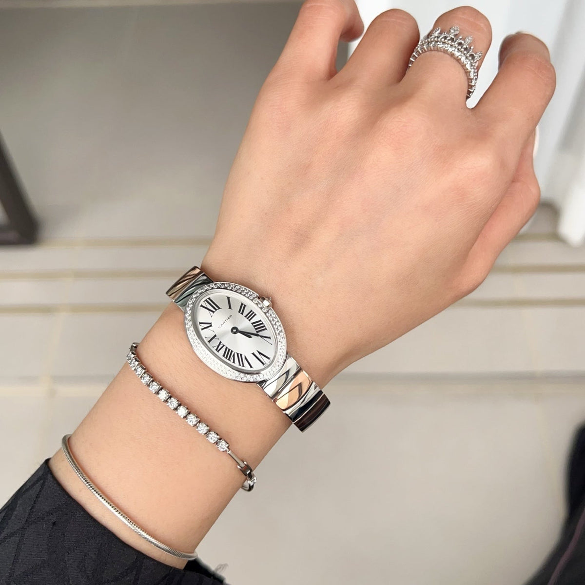 Baignoire 23mm Tow-Tone Pink Gold Double Row Diamond Bezel