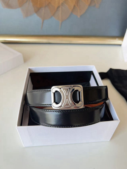 CELINE 26S BELT 25 MM IN BLACK AND BROWN CALFSKIN 636400