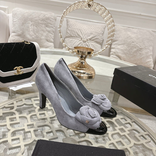 CC 26s High Heels Pump 85 Gray Black Suede 627012