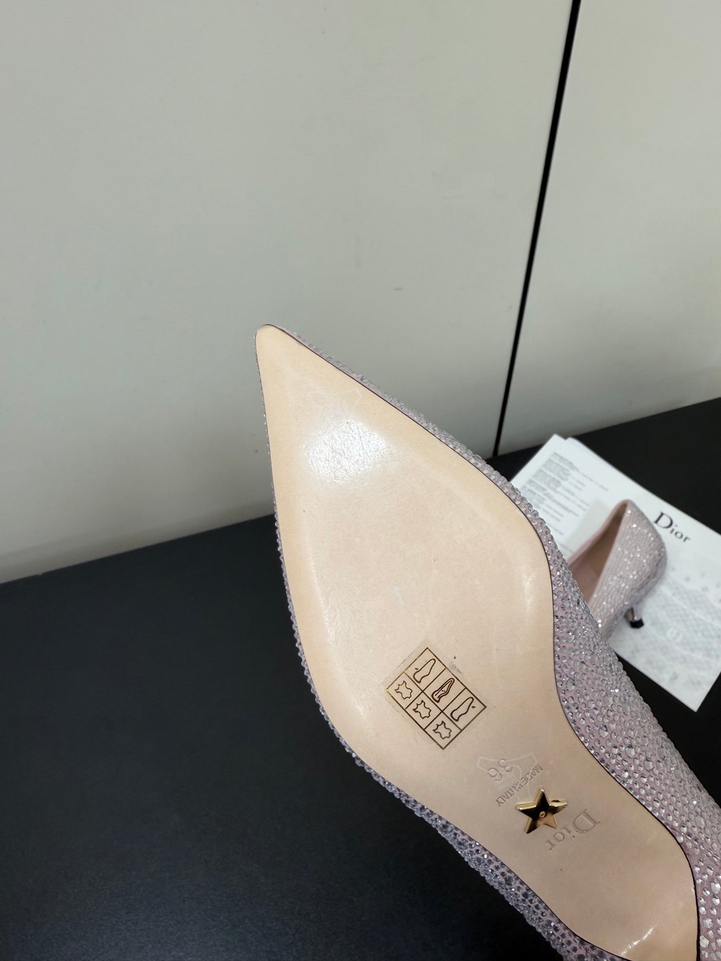 CD 26s Pointed-Toe High Heels 35mm In Pink Suede Crystal