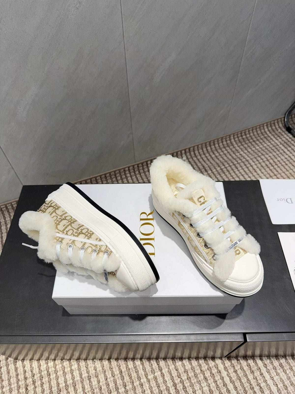 CD 26 Classic Sneaker White Gold Fabric Wool Jacquard 614453