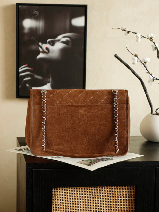Chanel 25 Classic Single Flap Bag 35cm Brown Leather 323479
