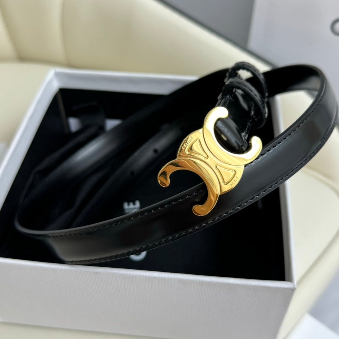 CEL Gold Buckle 18mm Belt Black Cowhide 179731