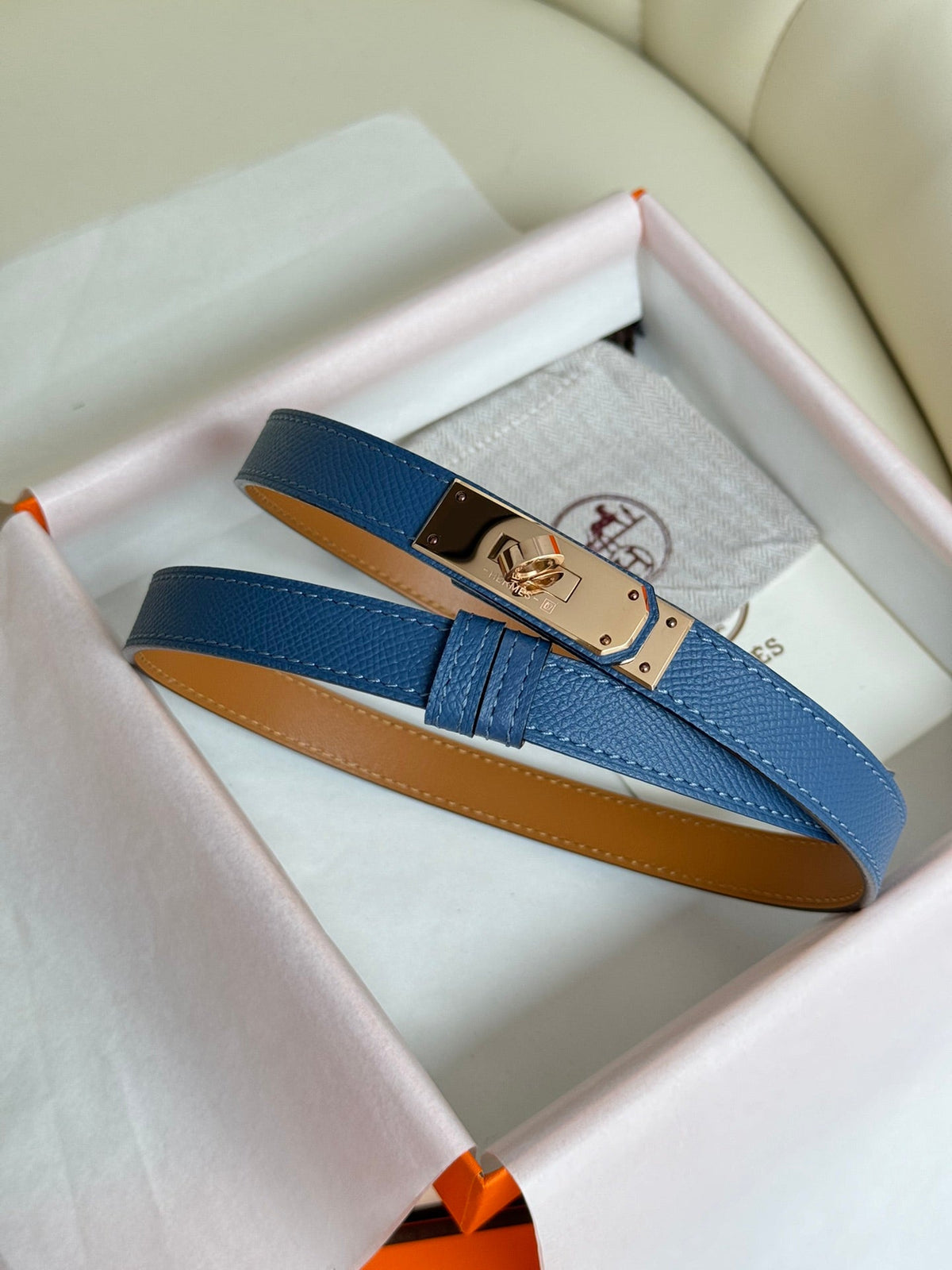 HM Kelly Belt 18mm Blue Epsom Leather