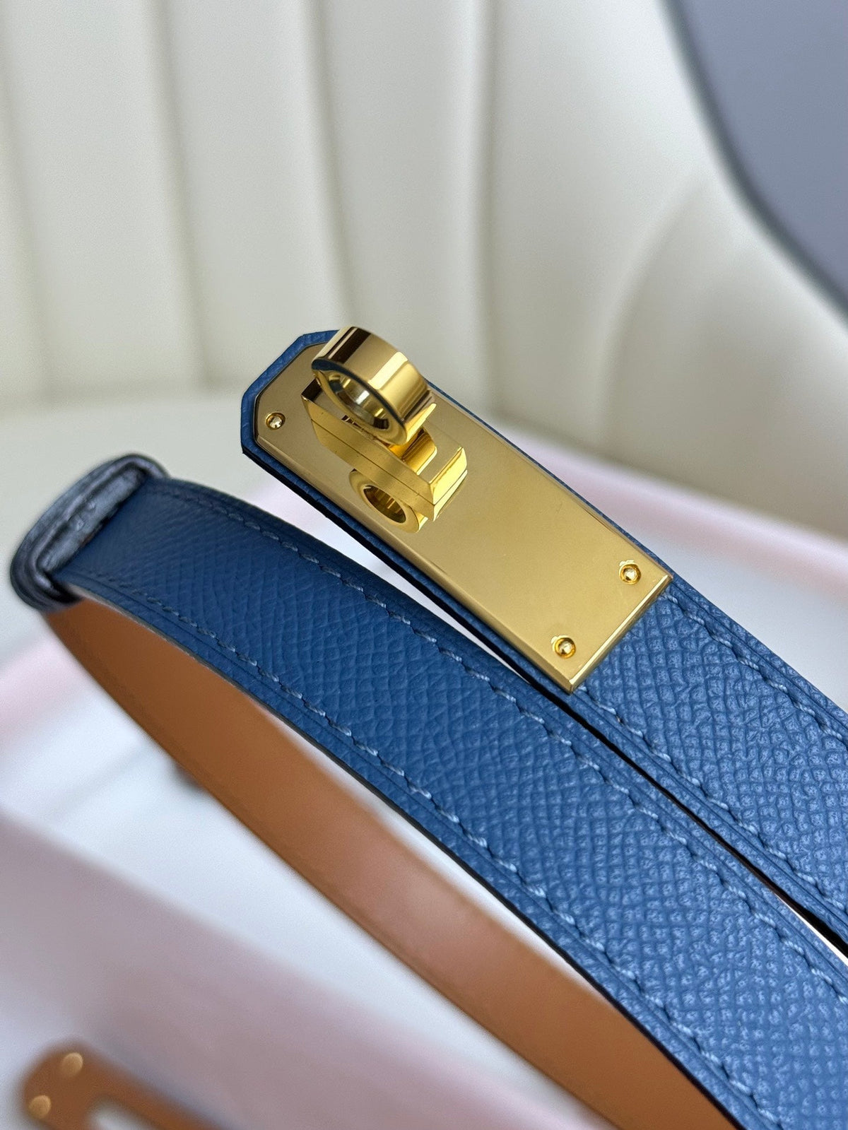 HM Kelly Belt 18mm Blue Epsom Leather