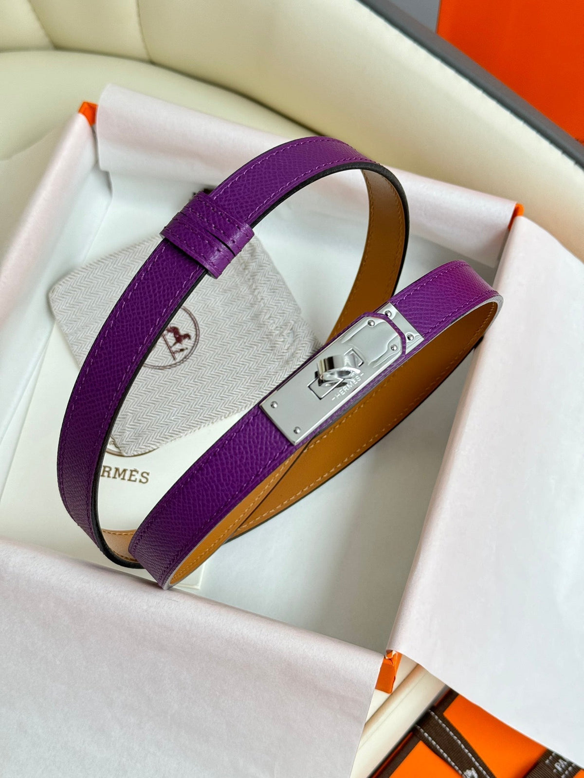HM Kelly Belt 18mm Violet Epsom Leather