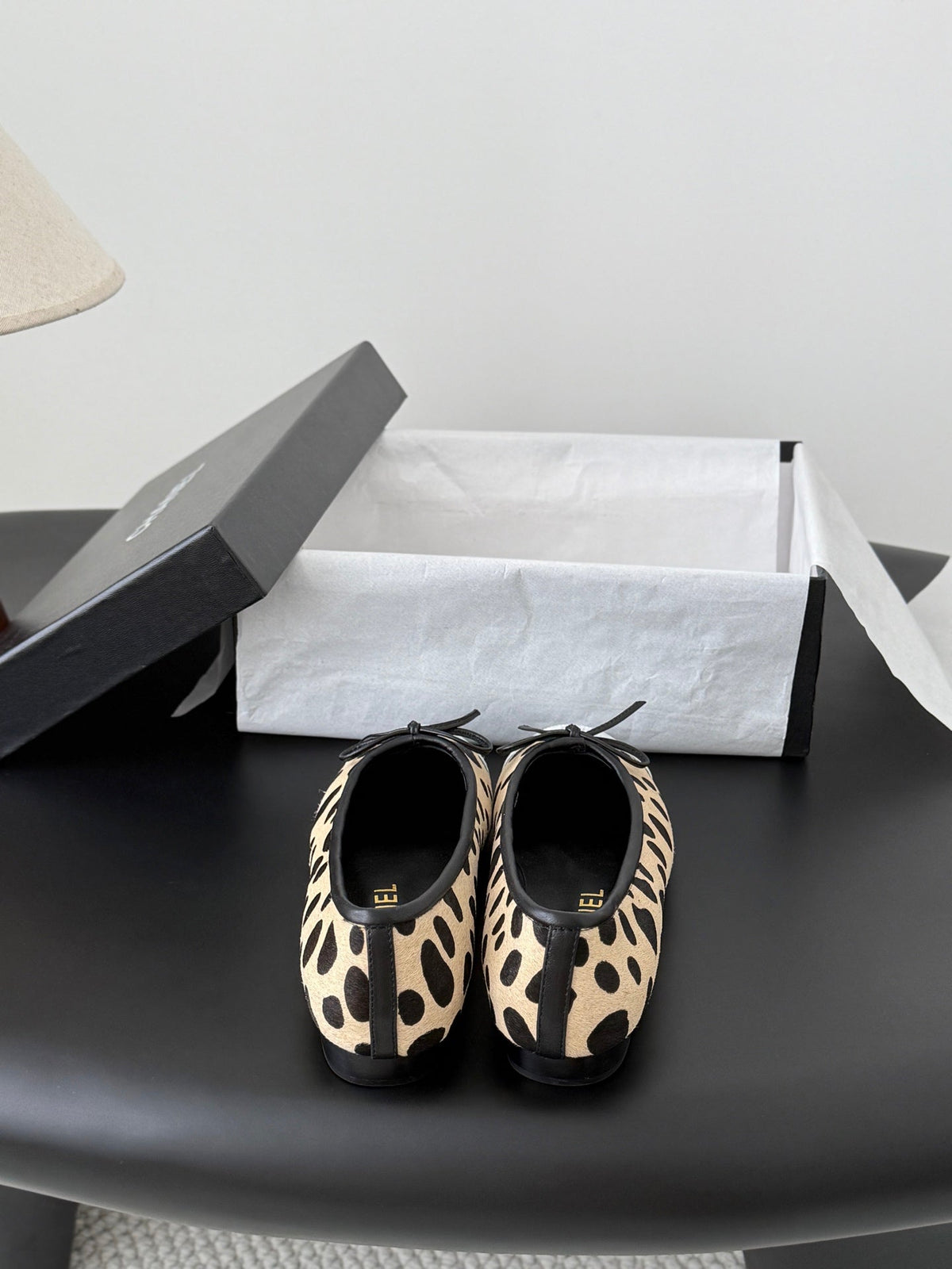 CC 26s Ballerina Flats Black Beige Pony Hair Calfskin 914548