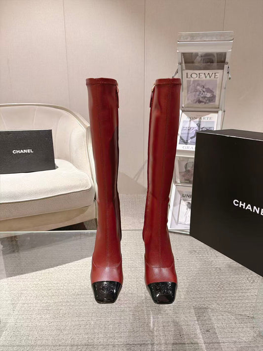 CC 26S Cap Toe Jumping Boots 8cm Burgundy Leather 117699