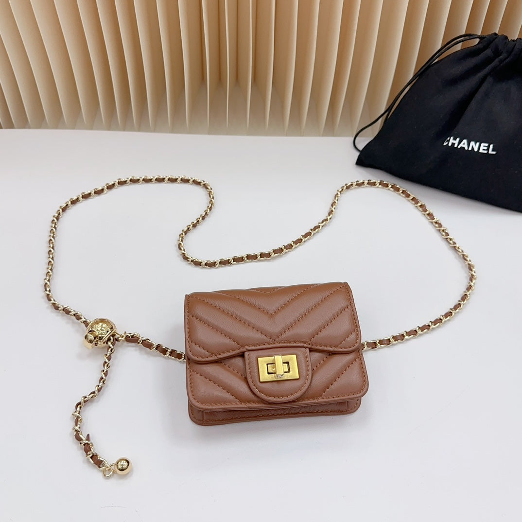 cc 2.55 belt bown chevron lambskin bag