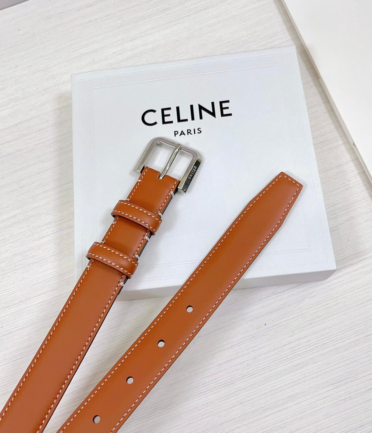 CEL Silver Western 25mm Belt Brown Cowhide 181046