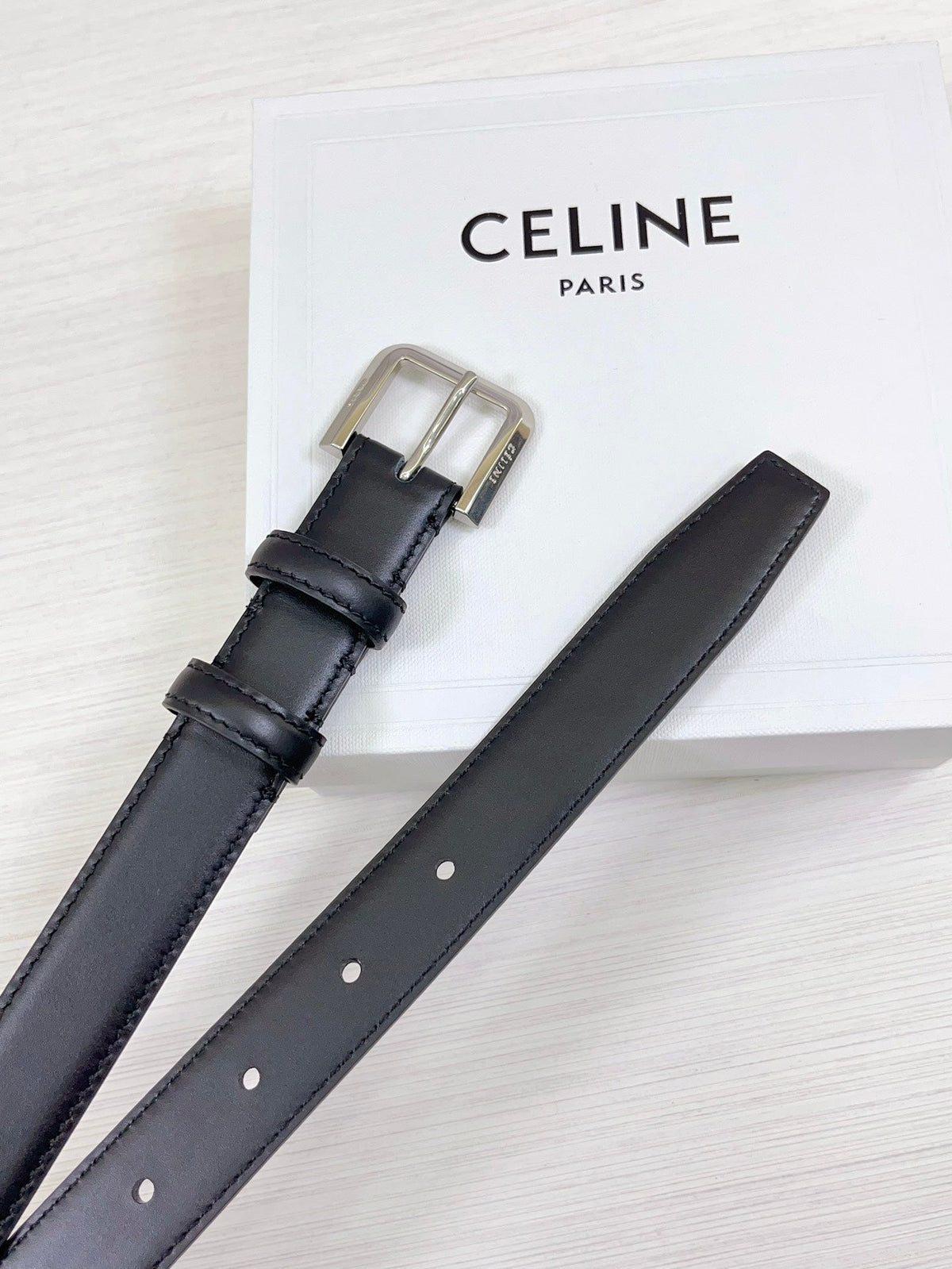 CEL Silver Western 25mm Belt Black Cowhide 181042