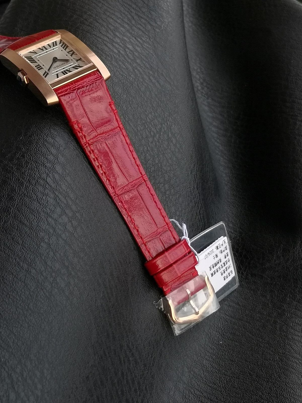 Tank Francaise Pink Gold Case Red Leather Strap