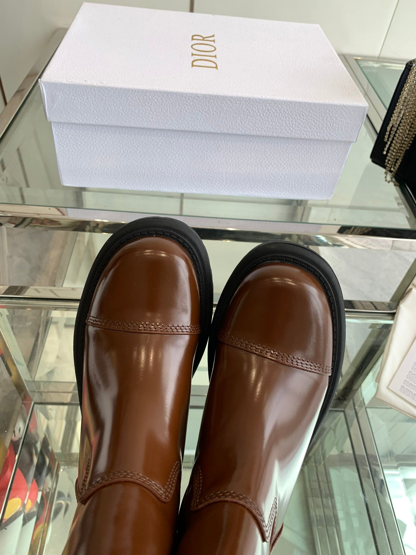 CD Ankle Boot Glossy Brown Calfskin