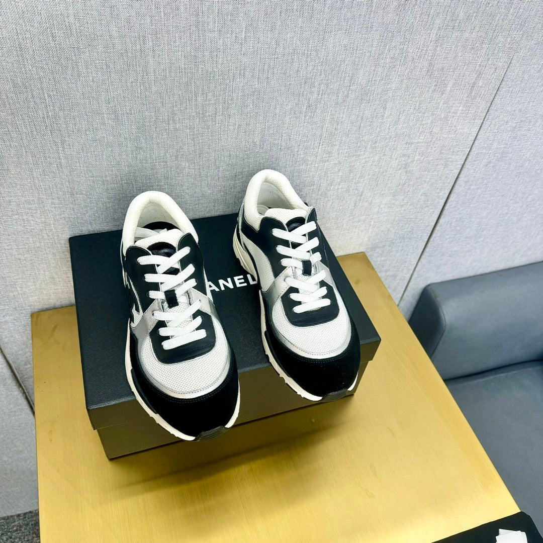 CC 26s Metallic Casual Sneakers Black White Mesh Leather 981006