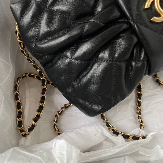 CC 25K Bow Bag 38cm Black Calfskin