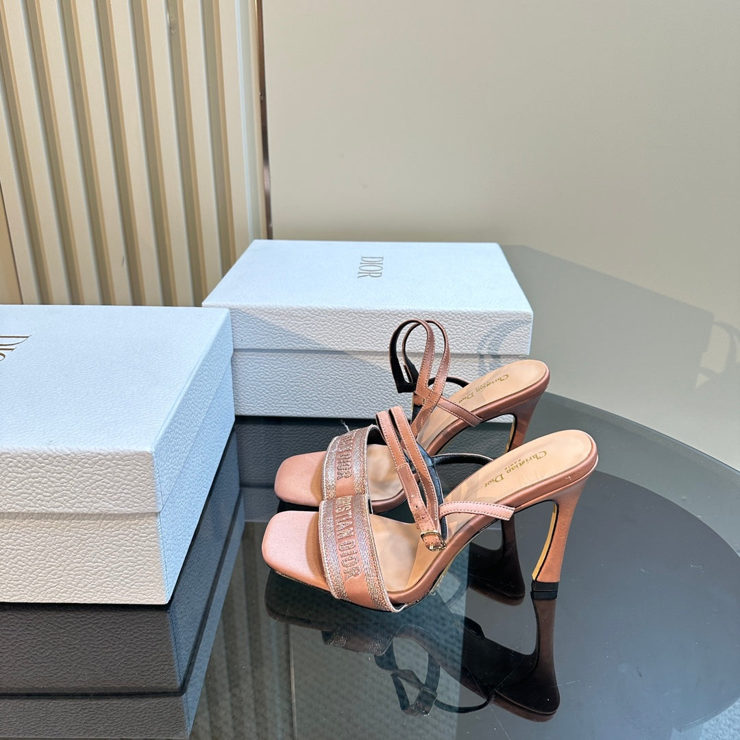 CD Dway Heeled Sandal 105mm Pink Silk And Lambskin