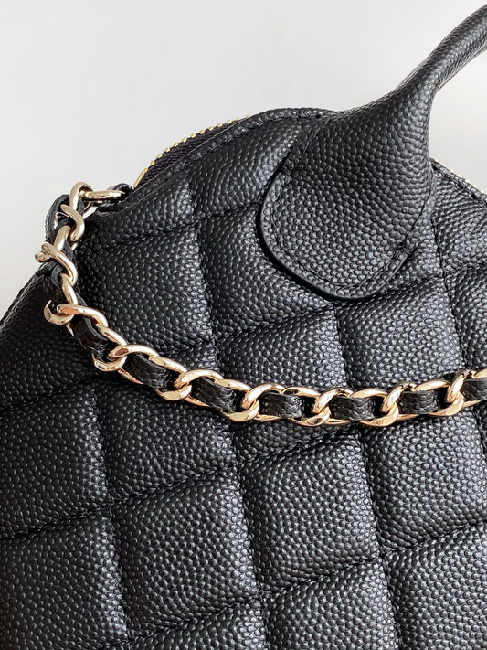 CC 25A Clutch With Chain 18cm Black Grained Calfskin