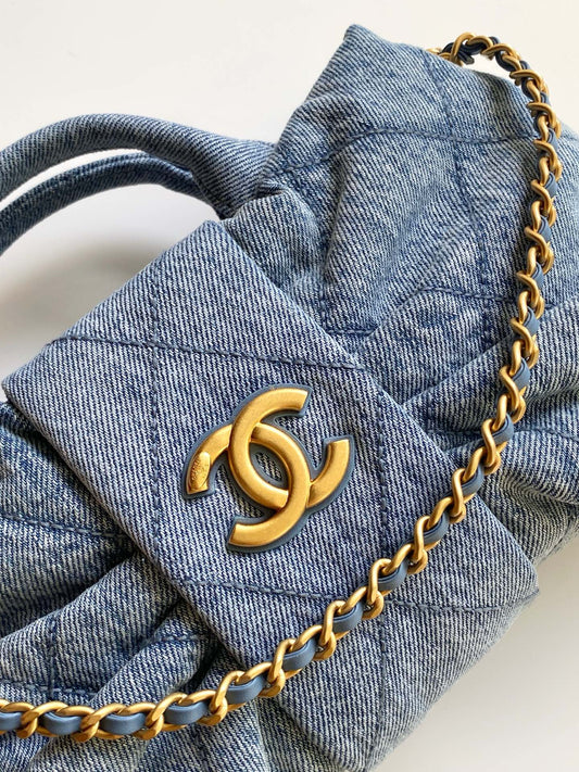 CC 25K Mini Bow Bag 26cm Blue Denim