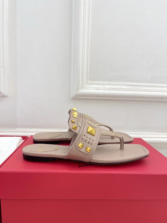 Plaster Caster Buffalo Thong Sandal Rose Cannelle Calfskin And Cowhide 307476