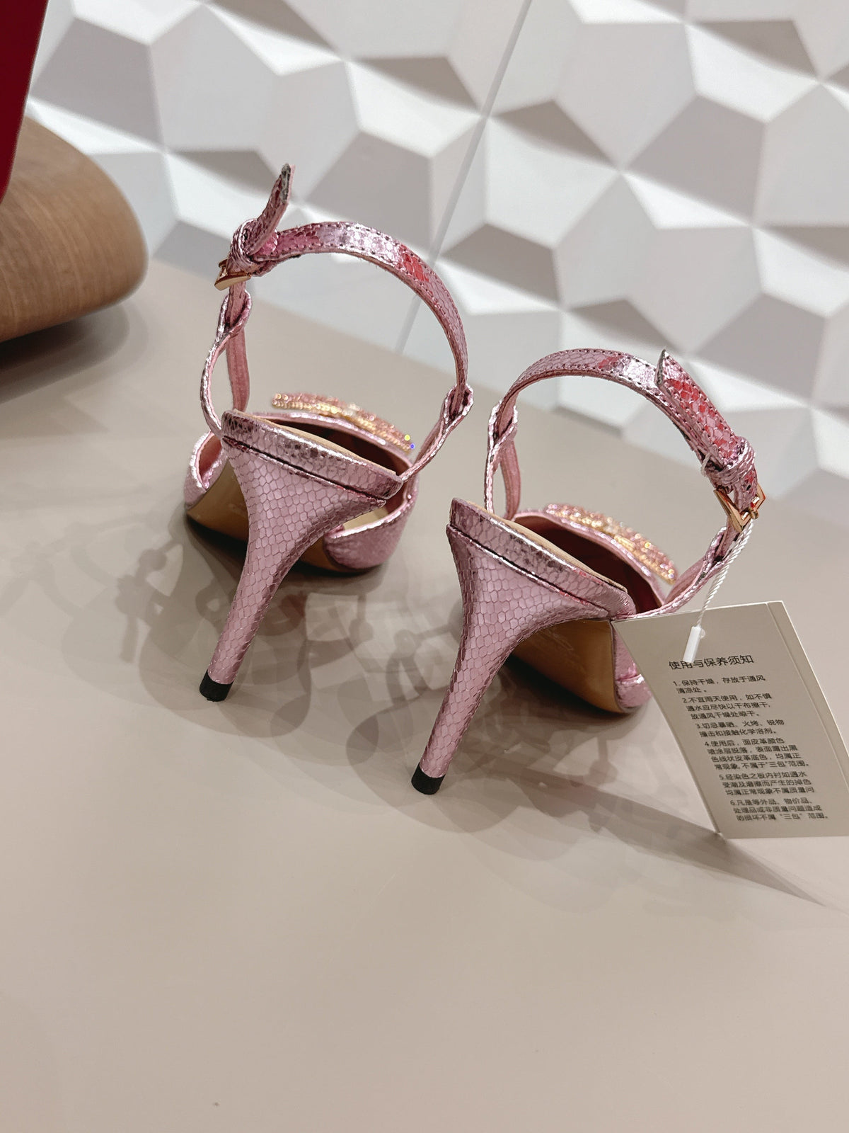 VT 26s Slingback 80 Pink Metallic Snake Skin 613590