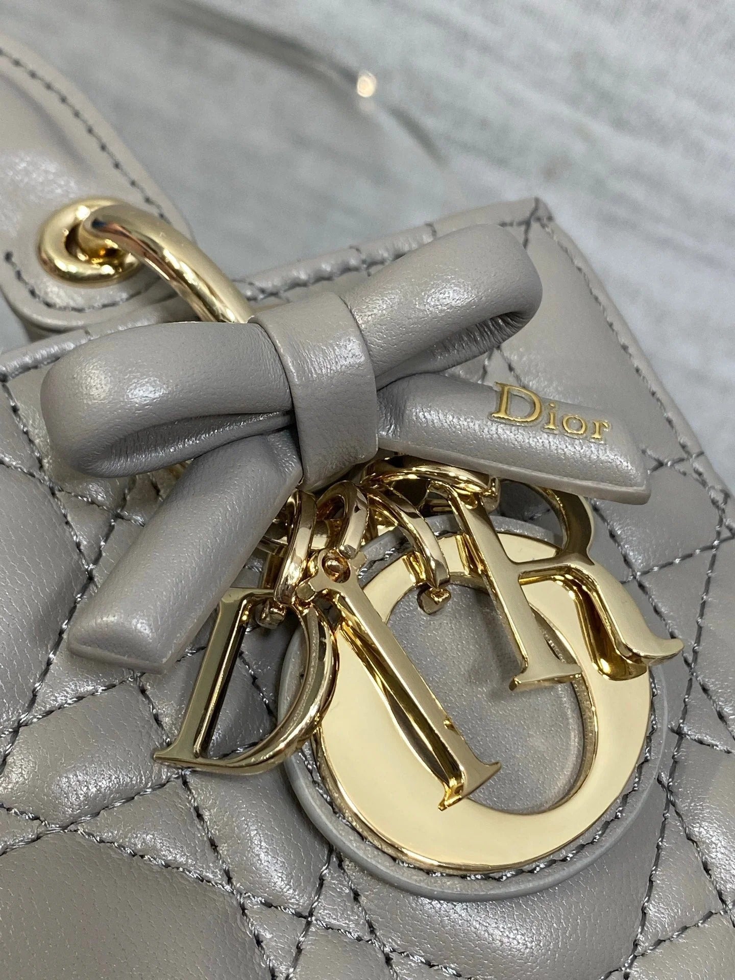 CD 2026 Bow Lady D-Joy Grey Cannage Lambskin 286461