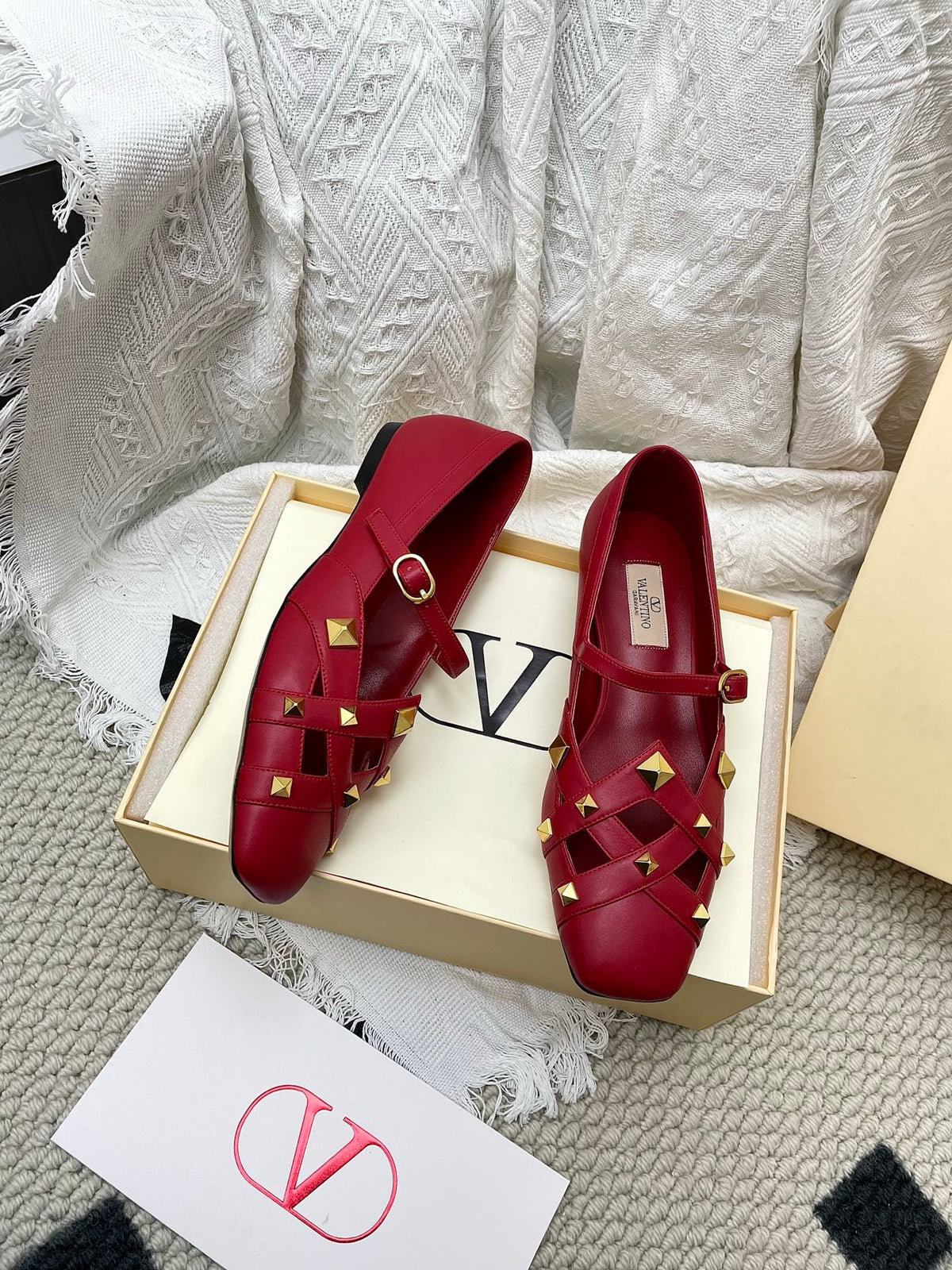 VT 26s Mary Jane Ballet Flats Dark Red Lambskin 611365