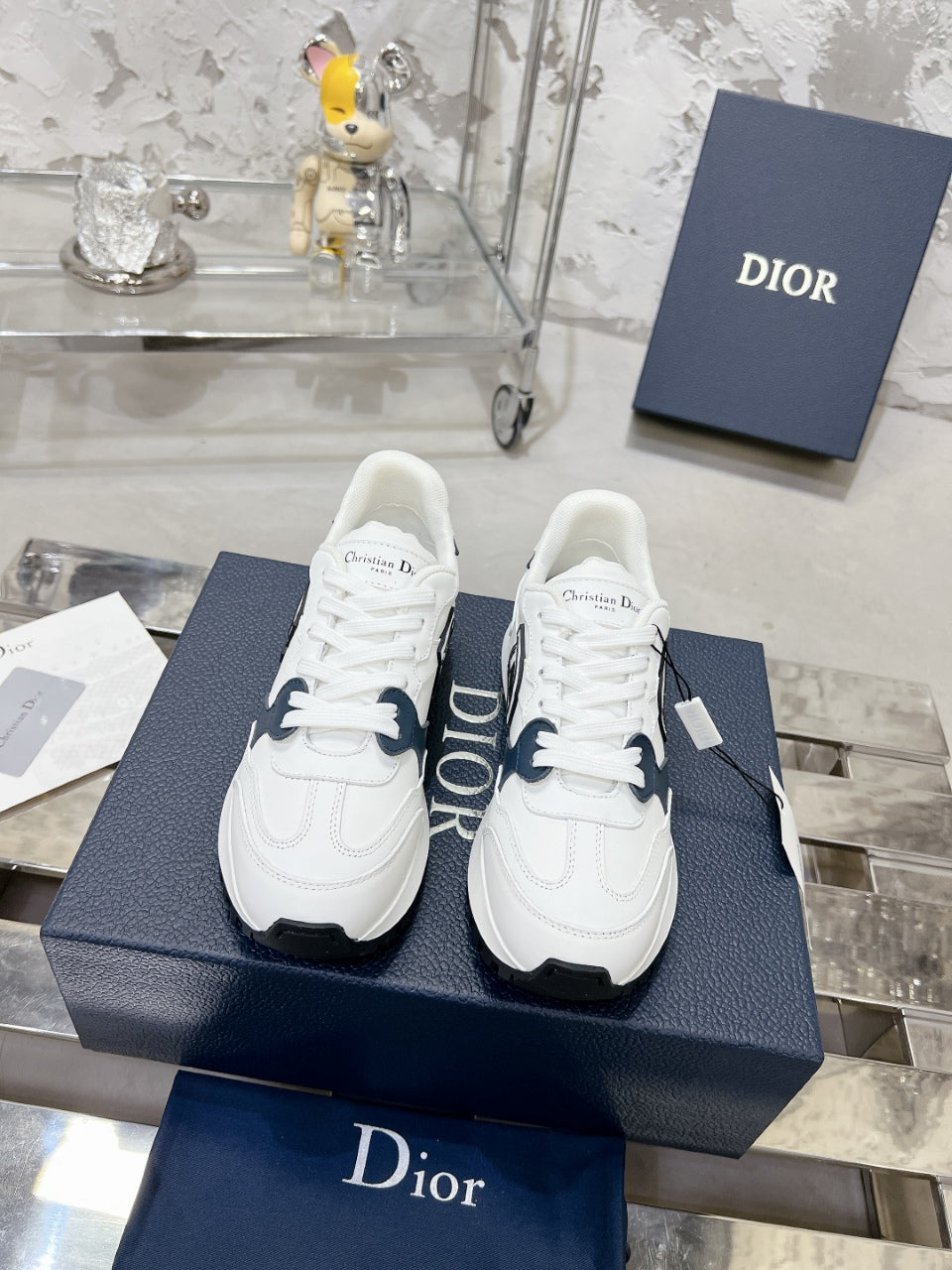 C'est Dior Sneaker 35mm White Mix Charcoal Blue Cowhide