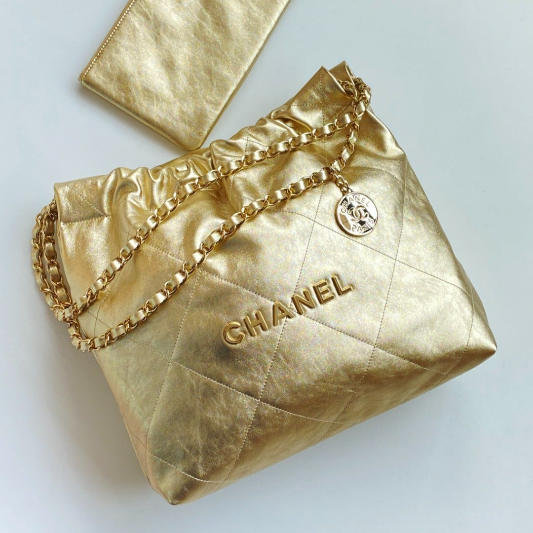 CC Medium Hobo Bag 42Metallic Gold Calfskin